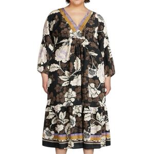 Sofia by Sofia Vergara Women's Tie Back Dress, V-Neckline Midi Length Size XXL